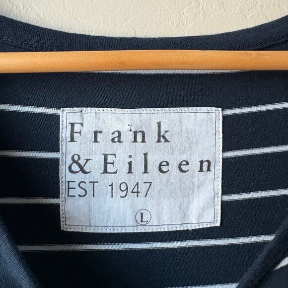 Frank & Eileen Dress Navy Striped Easy Relaxed Asymmetric Tank Midi Dress Size L - Picture 5 of 8